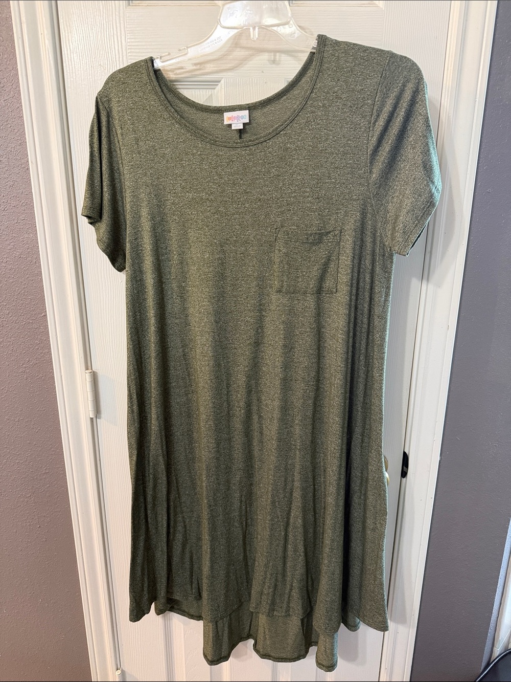 LuLaRoe Casual Olive Green Short Sleeve Carly Dress Size XL